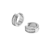 Stella Baguette Hoops - Silver