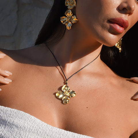 Marigold Black Leather Necklace