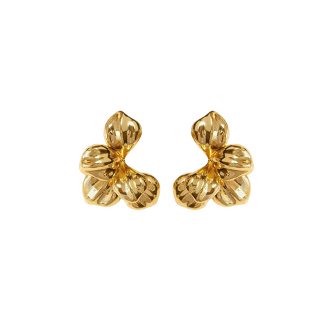 Gold Moon Bloom Stud Earrings