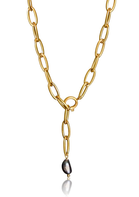 Paperclip Black Pearl Necklace