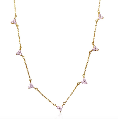 Pink Mini Lotus Charm Necklace