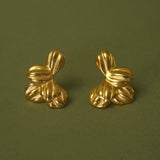 Gold Moon Bloom Stud Earrings