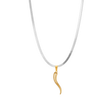 Mini Two Tone Lucky Horn Necklace