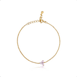 Pink Mini Lotus Charm Bracelet