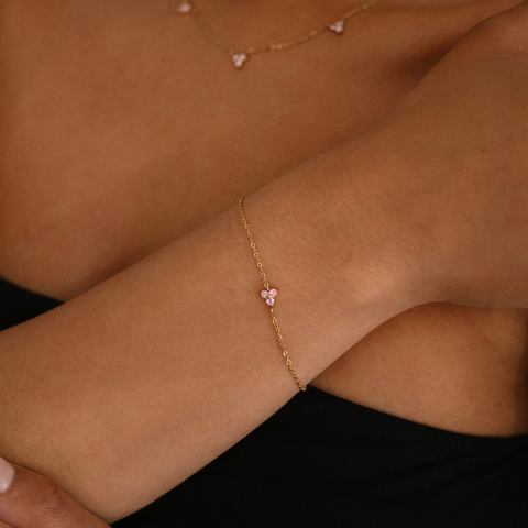 Pink Mini Lotus Charm Bracelet