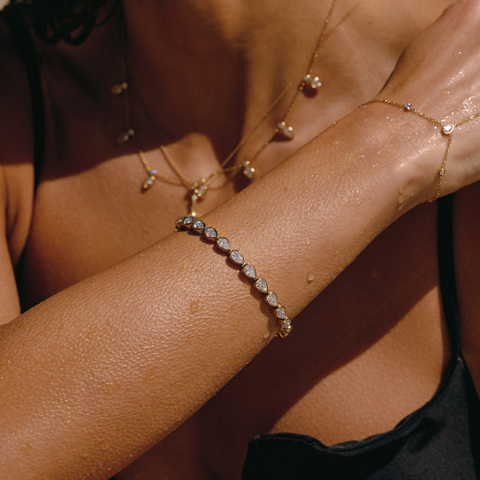 Rivière Pear Gold Tennis Bracelet