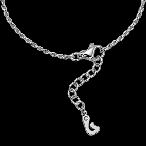 Gold chain necklace with a lobster clasp and an adjustable extender chain featuring a small gold heart charm with a clear rhinestone, shown on a plain white background.