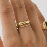 Gold Double Stacked Irregular Rings