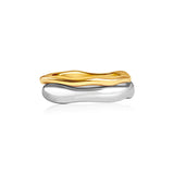 Two Tone Double Stacked Irregular Rings - Thick Silver