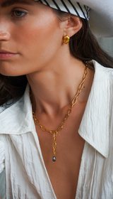 Paperclip Black Pearl Necklace